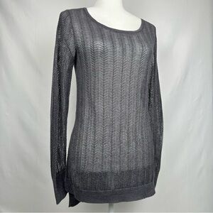 Original Frenchi Gray Metallic Knit High/Low Chevron Pattern Sweater Size S NWOT